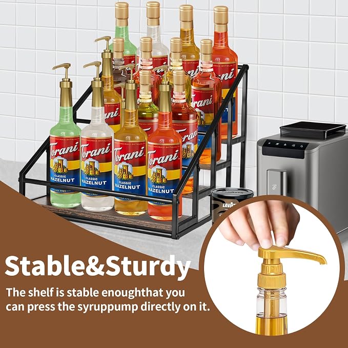 Coffee Syrup Organizer Rack, Liquor Bottle Display Shelf, Spice Racks, 4-Tier - Image 5