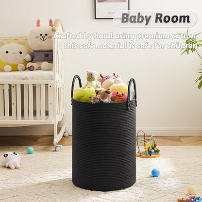 Laundry Basket, Woven Cotton Rope Laundry Hamper, 80L - Image 4