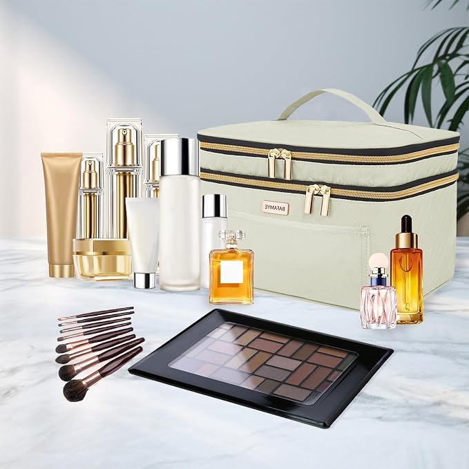 8.8L Double Layer Travel Makeup Bag Women, Large Cosmetic Case, Organizer - Image 2