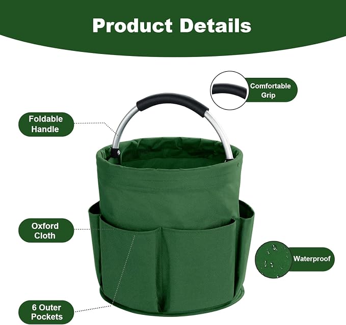 17L Cleaning Caddy with Handle, Cleaning Supplies Organizer, Foldable Storage - Image 5