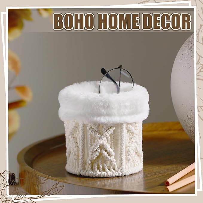 Geelin 2 Pcs Glasses Holder for Nightstand Eyeglass Stand Boho Fuzzy Decor for - Image 6