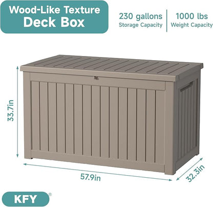 230 Gallon Waterproof Outdoor Storage Box, UV Resistant Resin Deck Box - Image 2