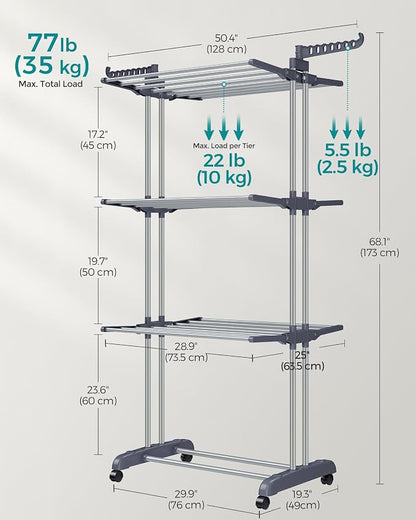 SONGMICS Clothes Drying Rack Stand 4-Tier, Foldable Laundry Drying Rack - Image 5