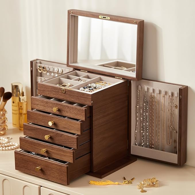 Black Walnut Wooden Jewelry Box, Wood Jewelry Organizer - Image 5