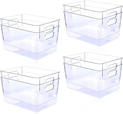 MOONEDGE Open Clear Plastic Storage Bins Stackable Organizer Containers by MOONEDGE