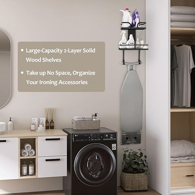 VINAEMO Ironing Board Hanger Wall Mount, 2-Layer Iron and Ironing Board Holder - Image 5