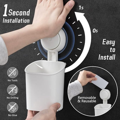 LEVERLOC Powerful Suction Toothbrush Holder, Removable Drill-Free Wall Shower - Image 2