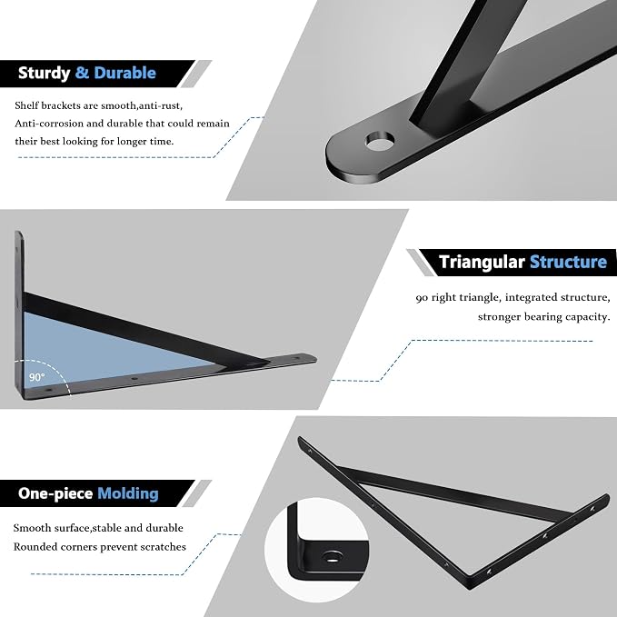 10 Pack L16 x H 10" Heavy Duty Shelf Brackets - Image 3