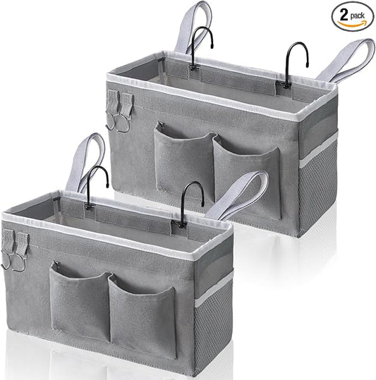 2pcs Bedside Caddy Hanging Storage Bag, Water Cup Holders, Organizer Baskets by KANRICHU