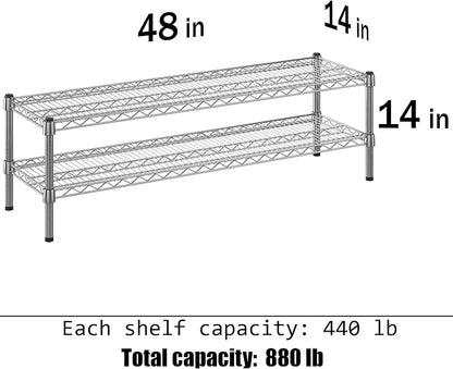 14" Deep x 48" Wide x 14" Height Wire Shelving Kit | 2-Tier | NSF Commercial - Image 3