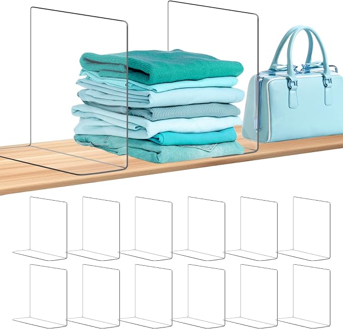 OKPOW Acrylic Shelf Dividers for Closet Organization: 12" Tall x 10" Deep by OKPOW