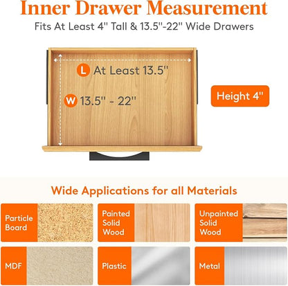 Lifewit 8 Pack Drawer Dividers Plastic 4" High, 13.5-22" Adjustable Drawer - Image 2