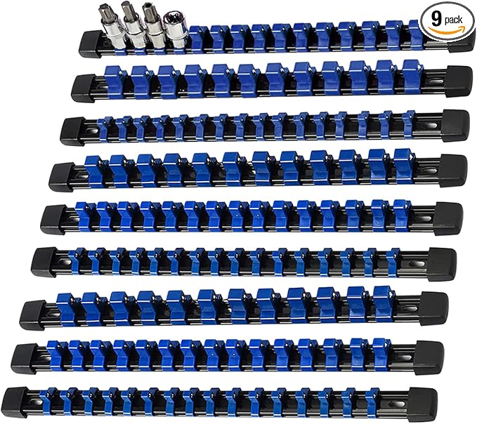 AMM 9-Piece Socket Organizer, 1/2 inch, 3/8 inch and 1/4 inch Drive ABS by AMMTOOL