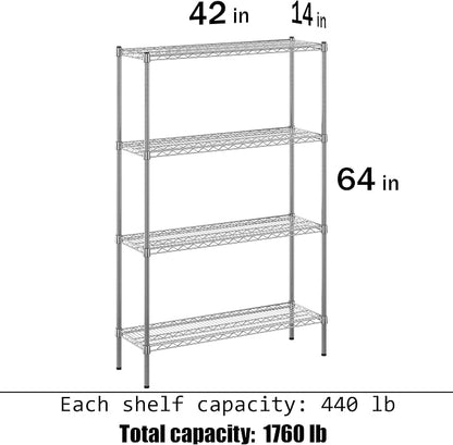 14" Deep x 42" Wide x 64" Height Wire Shelving Kit | 4-Tier | NSF Commercial - Image 3