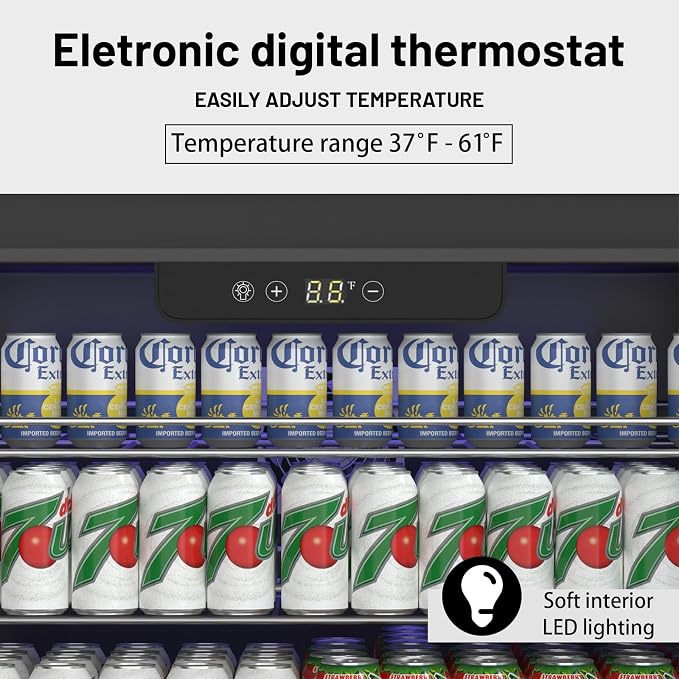 24 Inch Beverage Refrigerator, 182 Cans Built-in Cooler, Digital Temperature - Image 4