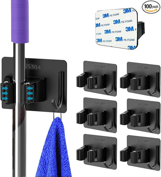 Mop and Broom Holder Wall Mount Stainless Steel Broom Mop Hanger Wall Mounted by Unknown