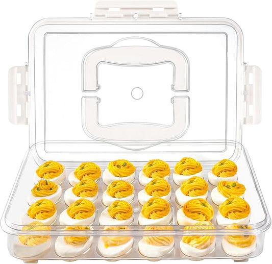 Deviled Egg Containers with Lid and Handle, Durable Clear Plastic Deviled Egg by MesRosa