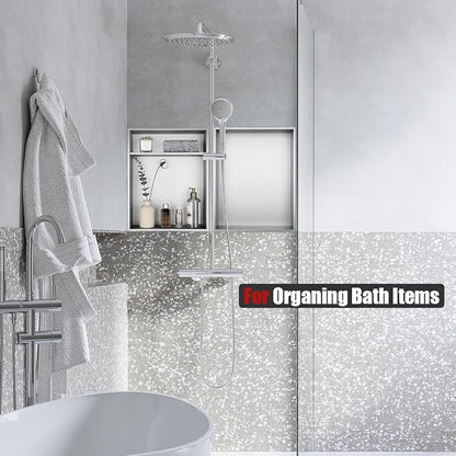 JQK Shower Niche No Tile Need, 304 Stainless Steel Recessed Shower Caddy - Image 8