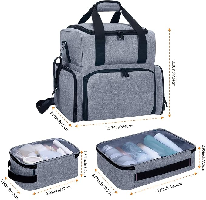 Large Makeup Cosmetic Bag with 3 Removable Case and 2 Removable Dividers Double - Image 2
