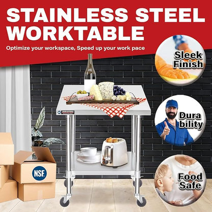 DuraSteel 30x30 NSF Stainless Steel Cart Work Table - Image 4