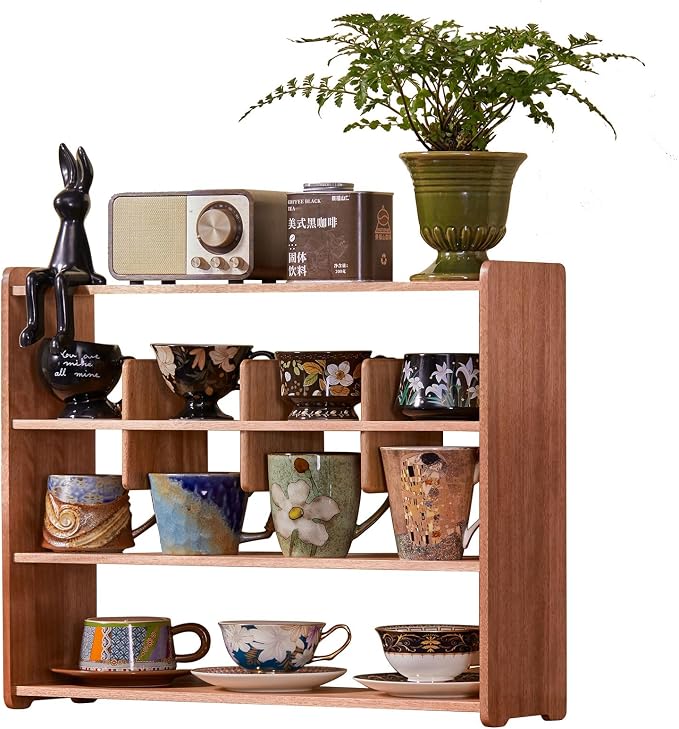 Coffee Cup Holder for Countertop Walnut Wood Coffee Mugs Holder for Kitchen Mug by KAOTGOT