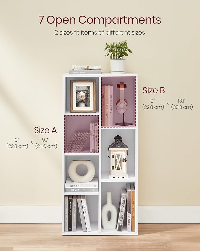 VASAGLE Set of 2 Bookcases, Bookshelves, 7 Compartments, Freestanding Shelves - Image 9
