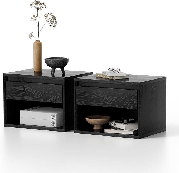 Floating Nightstand Set of 2, Wall Mounted Bedside Table - Image 7