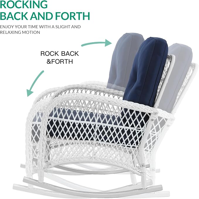 VIVIJASON Outdoor Wicker Rocking Chair, Patio Rattan Rocker Chair - Image 3