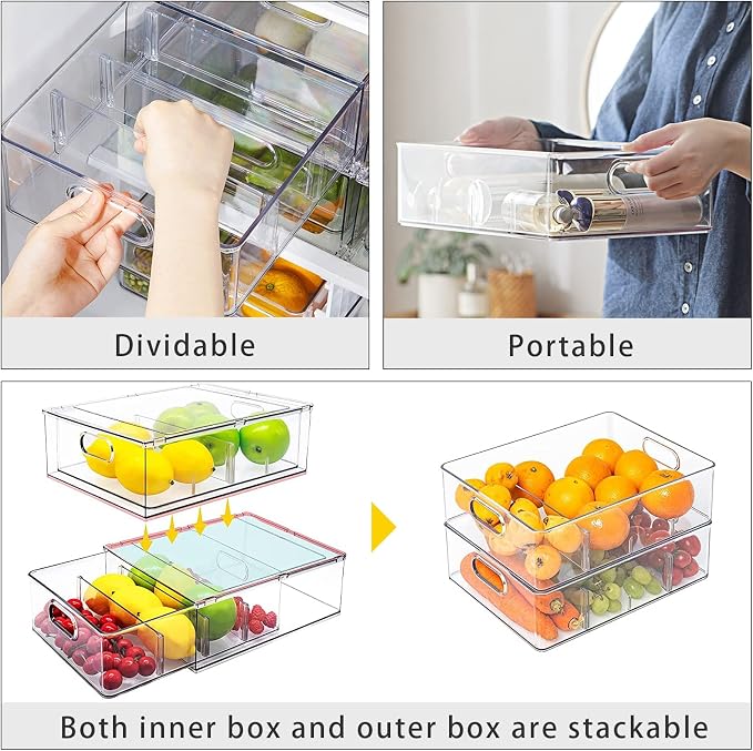 Mano Stackable Fridge Drawers Pull Out Bins - Image 5