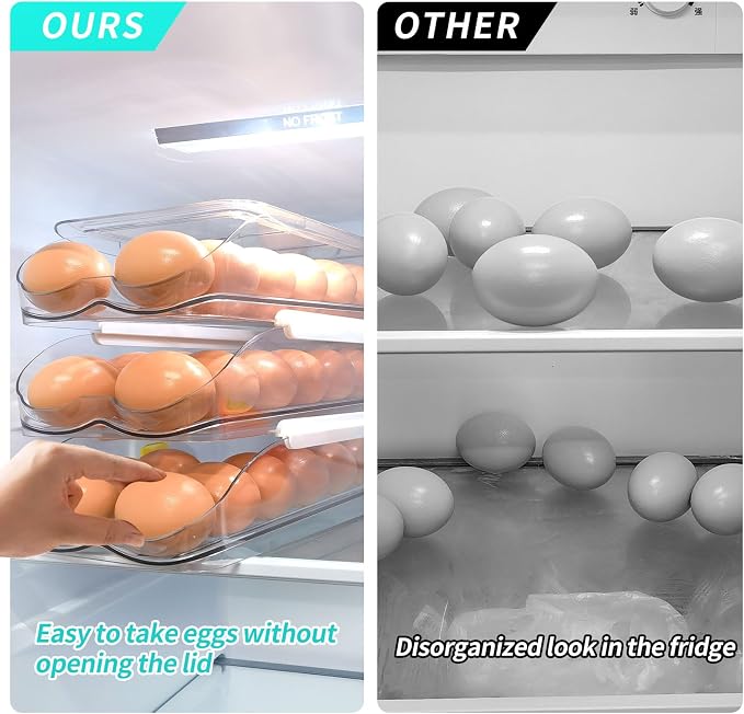 Egg Holder for Fridge, Automatic Rolling Egg Container for Refrigerator - Image 3