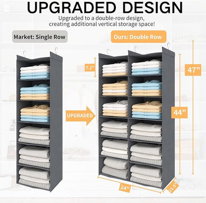 Dual-Row Hanging Closet Organizer – Foldable Clothes Storage Shelves - Image 2