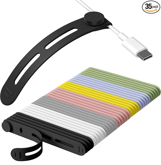 35Pcs Nearockle Reusable Cable Ties, Adjustable Silicone Cord Organizer Small by ELECTRONICSORGANIZATION