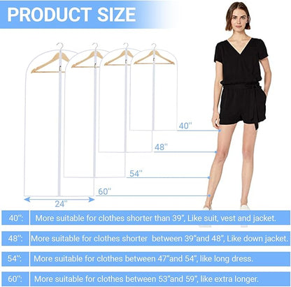 Garment Bags for Hanging Clothes 24'' x 55'' Coat Covers for Closet Foldable - Image 2