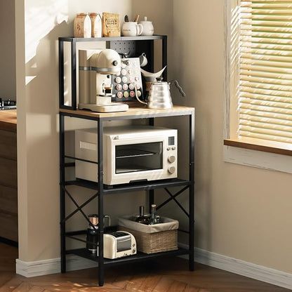 Kitchen Bakers Rack with Pegboard, 4-Tiers Coffee Bar Table, Heavy-Duty Metal - Image 9