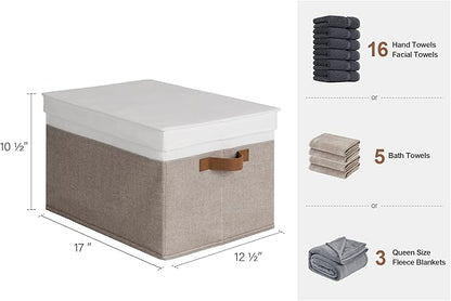 StorageWorks Storage Bins with Lids, Decorative Storage Boxes with Lid and PU - Image 2