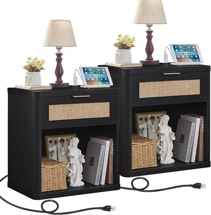 LEYAOYAO Rattan Nightstands Set of 2 by LEYAOYAO-Findtheshiningpointofyourideallife%EF%BC%81