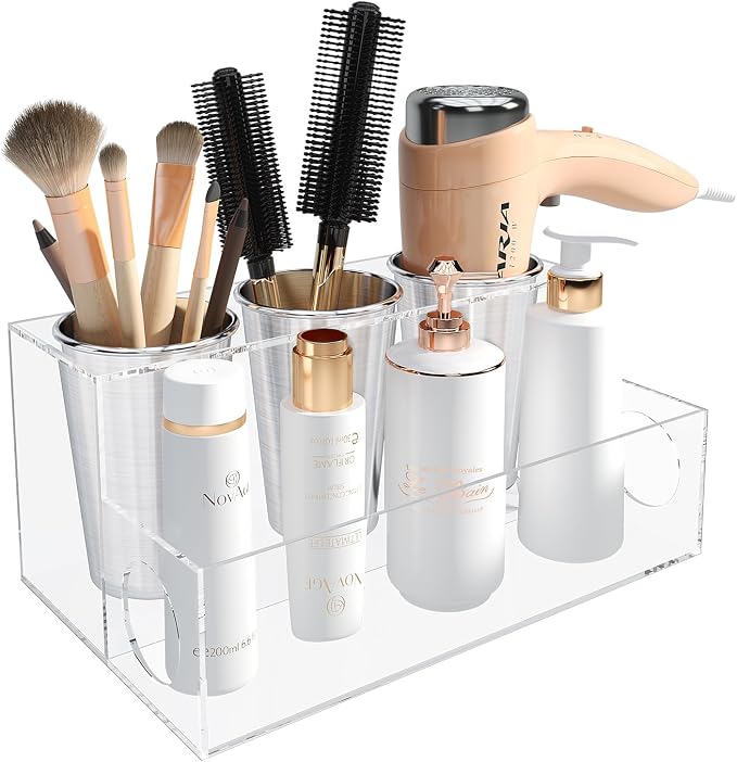 Clear Hair Tool Organizer, Blow Dryer Holder, Acrylic Bathroom Supplies by PITBVO