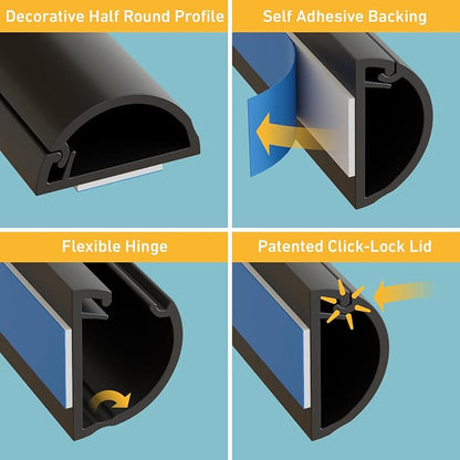 D-Line Half Round Cord Hider, Patented Cable Cover, Hide TV Wall Mount Wires - Image 2