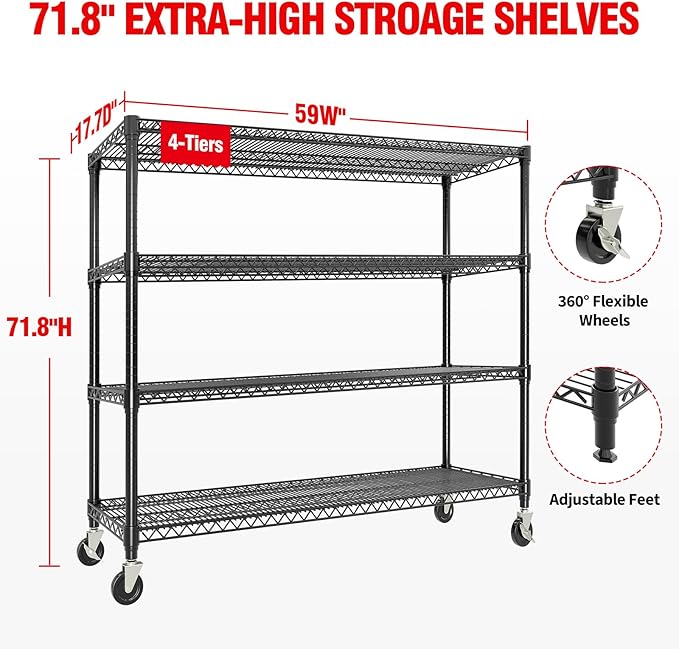 71" H Storage Shelves 2640LBS Heavy Duty Shelving Unit - Image 2