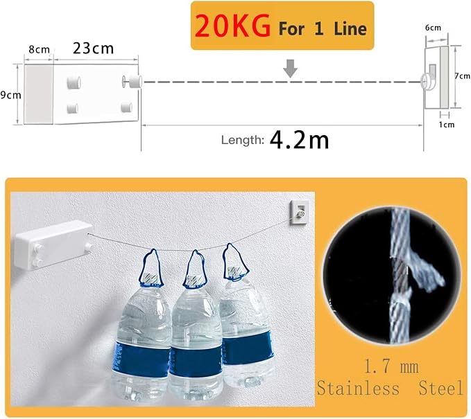 Retractable Clothesline |Indoor Outdoor Clothes Line | Heavy Duty Clothes - Image 2