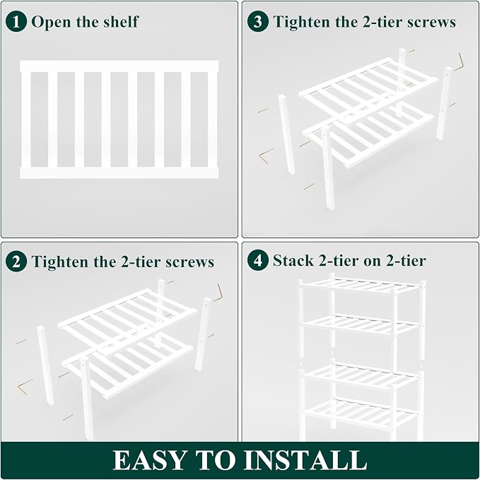 Smiry Bamboo Shoe Rack for Closet, 4 Tier Small Wooden Stackable Shoe Organizer - Image 6