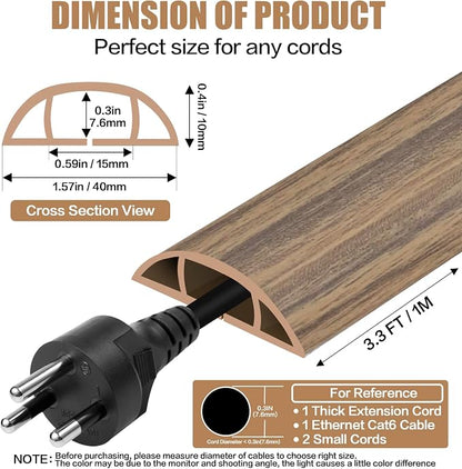 Floor Cord Cover Self Adhesive Cord Hider, 3.3FT Cable Management, Extension - Image 2