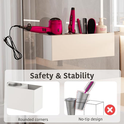 Wall Mount Hair Tool Organizer, Acrylic Hair Dryer Holder - Image 6
