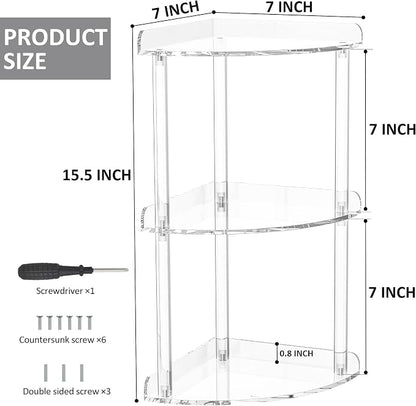 3 Tier Countertop Corner Organizer Shelf 7x7x15.7 Inch, Countertop Acrylic - Image 3