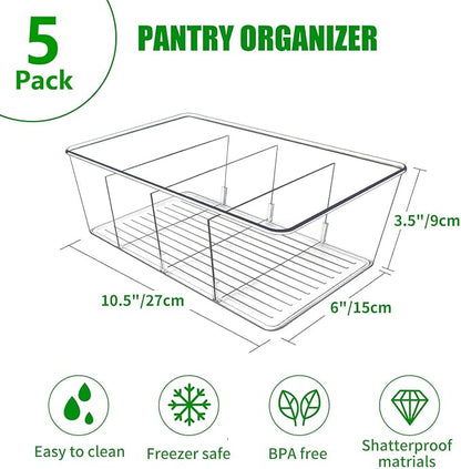 5 Pack Pantry Organizers and Storage, 4 compartment Snack Containers - Image 2