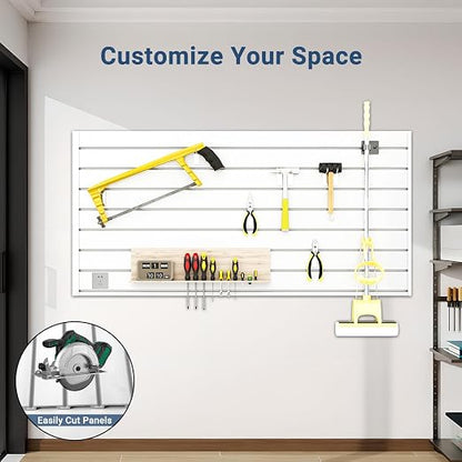 4FT x 2FT Modern White PVC Slatwall Panel, Wall Mounted, 1 Shelf, Garage Storage - Image 7