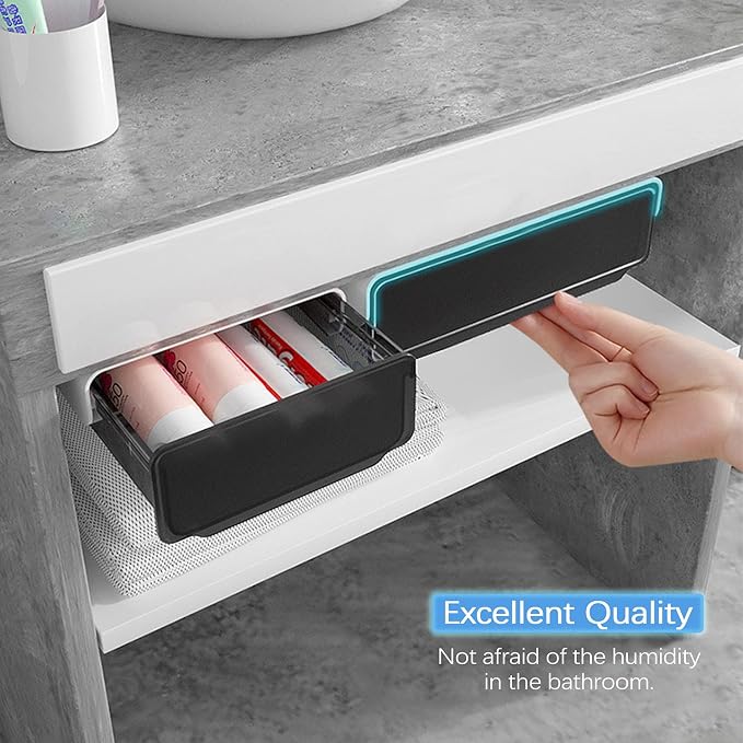 OSPNIEEK Self-adhesive Under Desk Drawer Organizer, 2 Pack Table Hidden Slide - Image 4