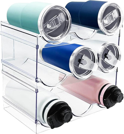 3 Pack Water Bottle Organizer, Stackable Kitchen Home Organization and Storage by Spaclear
