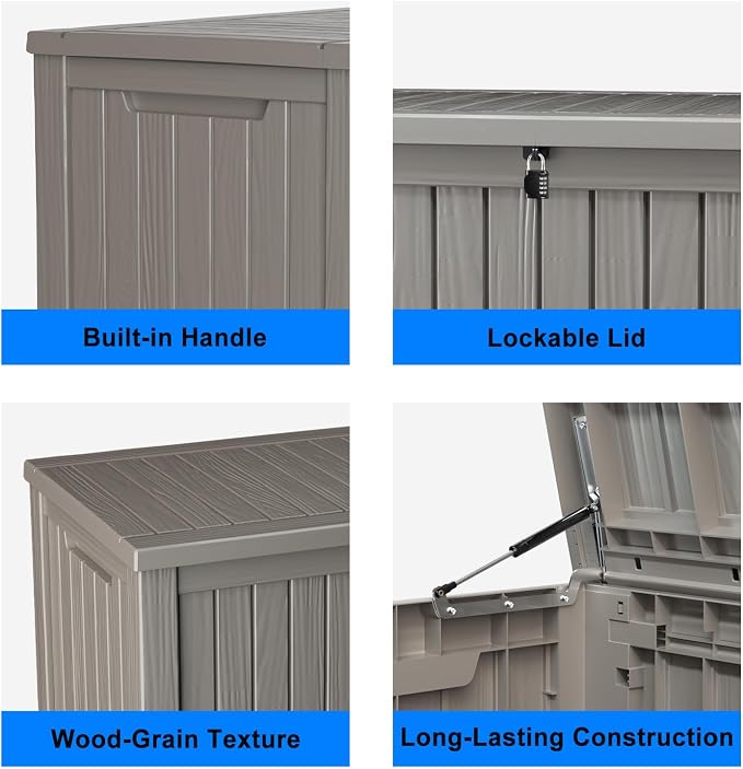 180 Gallon Outdoor Deck Box, Storage Lockable Waterproof Patio Furniture - Image 5