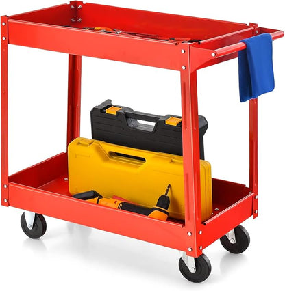 Goplus 2-Tier Utility Cart, Heavy Duty Commercial Service Tool Cart w/Handle by Goplus